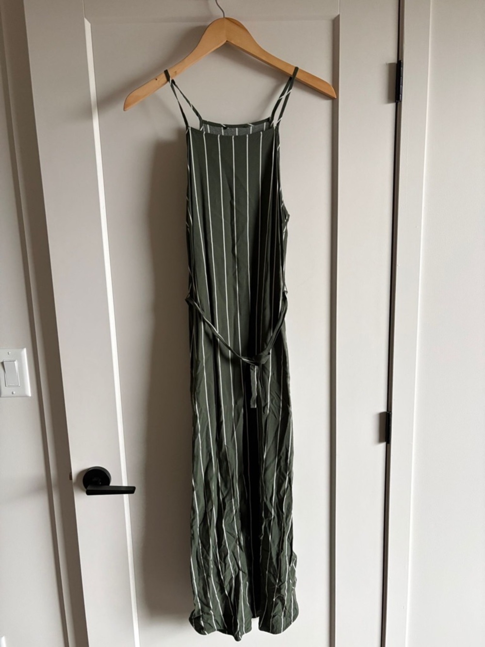 Olive Green Striped Maxi Dress